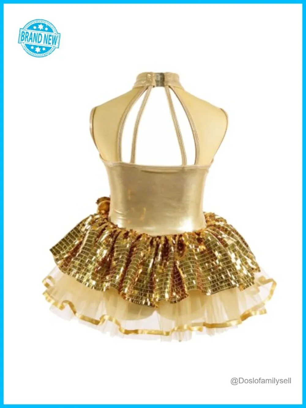 Girls Sequin Dance Costume Tutu Dress with Bow Headpiece